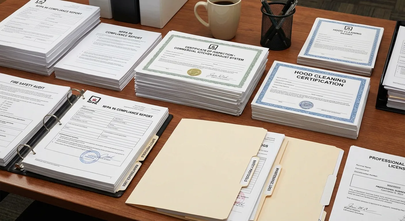 NFPA 96 compliance documentation and certificates