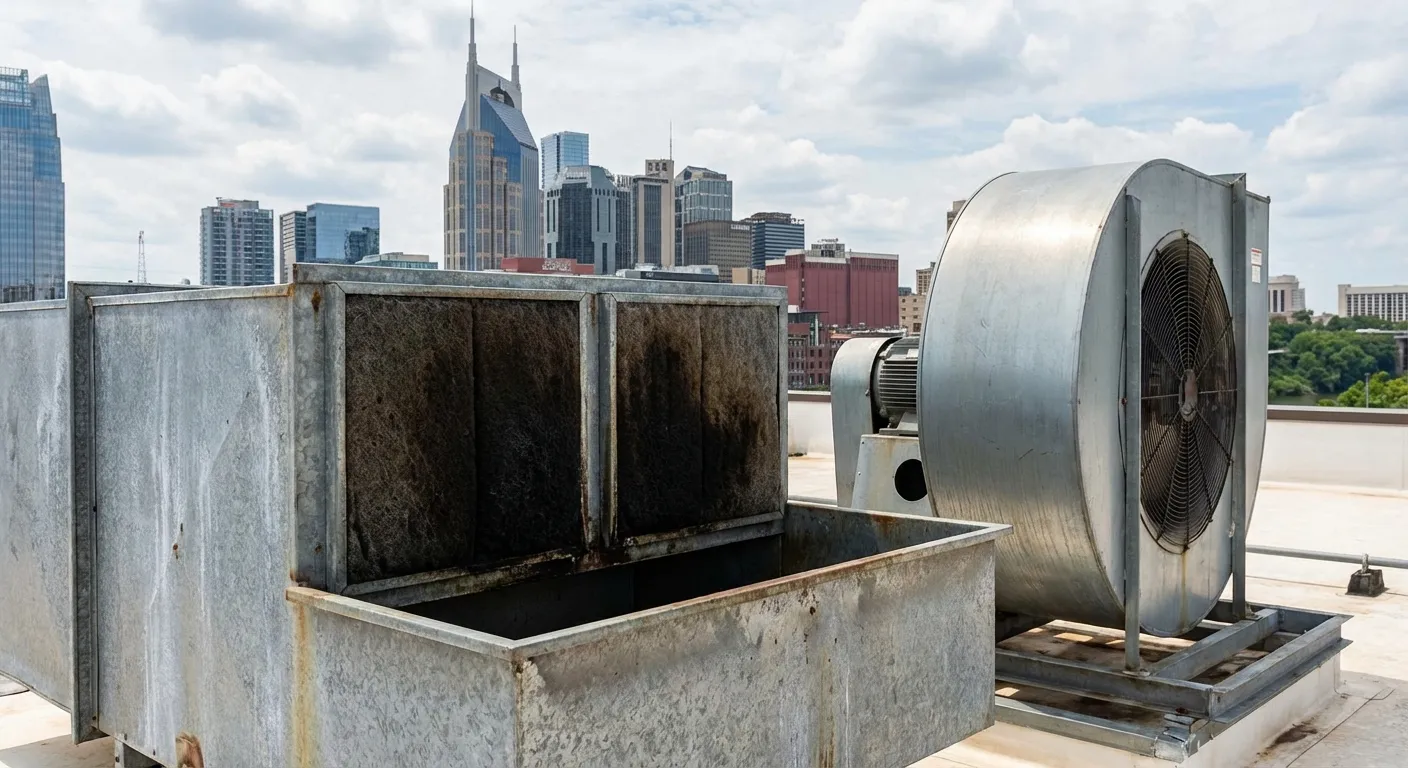 Rooftop grease containment system on a Nashville restaurant roof
